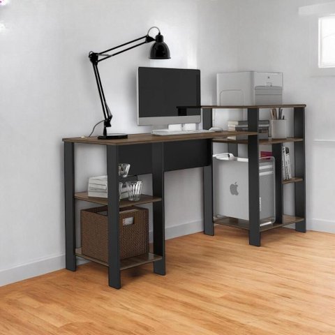 Mesa Escrivaninha Home Office Affara com Prateleiras para Objetos - Pleno