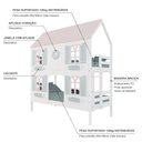 Ver imagem 4 de Beliche Casinha Bela com Coração 4 Janelas Venezianas - Madeira Maciça Branco/rosa/verde | Housin