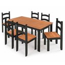 Ver imagem 3 de Kit Mesa 6 Cadeiras Madeira Conjunto Jantar Madeira Estilo Rústico