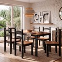 Ver imagem 2 de Kit Mesa 6 Cadeiras Madeira Conjunto Jantar Madeira Estilo Rústico