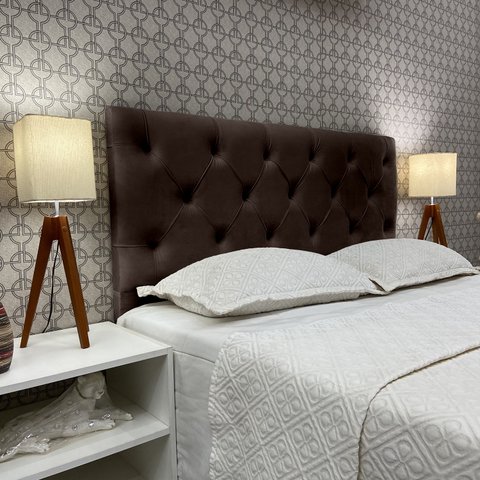 Cabeceira Cama King Capitonê Cannes Suede Marrom 120 Rbl