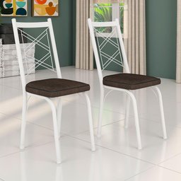 Kit 6 Cadeiras de Cozinha Delaware Estampado Imbuia Pés de Ferro Branco - 5