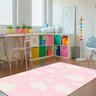 Tapete Infantil Estampa Nuvens Antiderrapante e Antialérgico 1,0 x 1,4 Metros Rosa Casa Dona - 2