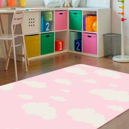 Tapete Infantil Estampa Nuvens Antiderrapante e Antialérgico 1,0 x 1,4 Metros Rosa Casa Dona - 4
