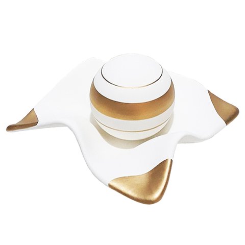 Centro de Mesa Fruteira 1 Esfera em Cerâmica Fosca Decor - White Gold