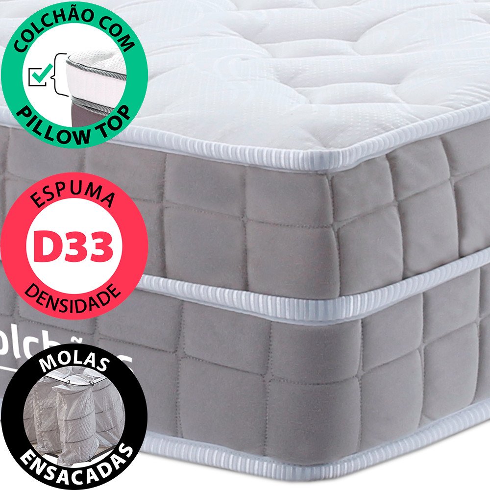 Colchão King Bf Molas Ensacadas Espuma Nasa Viscoelástica Ortopédico D33 com Pillow - 3