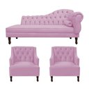 Ver imagem 1 de Kit Divã Cancun 185 Cm Braço Esquerdo + 2 Poltronas Genesis Rosa Bebê