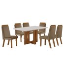 Ver imagem 2 de Conjunto Mesa de Jantar com Vidro e 6 Cadeiras 160cm Multimóveis Crljm-CON026 Madeirado/Bege