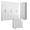 Ver imagem 1 de Guarda Roupa Casal 6000 com Cômoda 8000 e Armário Multiuso 6020 Branco com Pés Reto News – Araplac