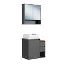 Ver imagem 2 de Conjunto Banheiro Gabinete Cuba Espelheira 3 Portas 2 Gavetas 60cm Multimóveis Crart-CON008 Grafite