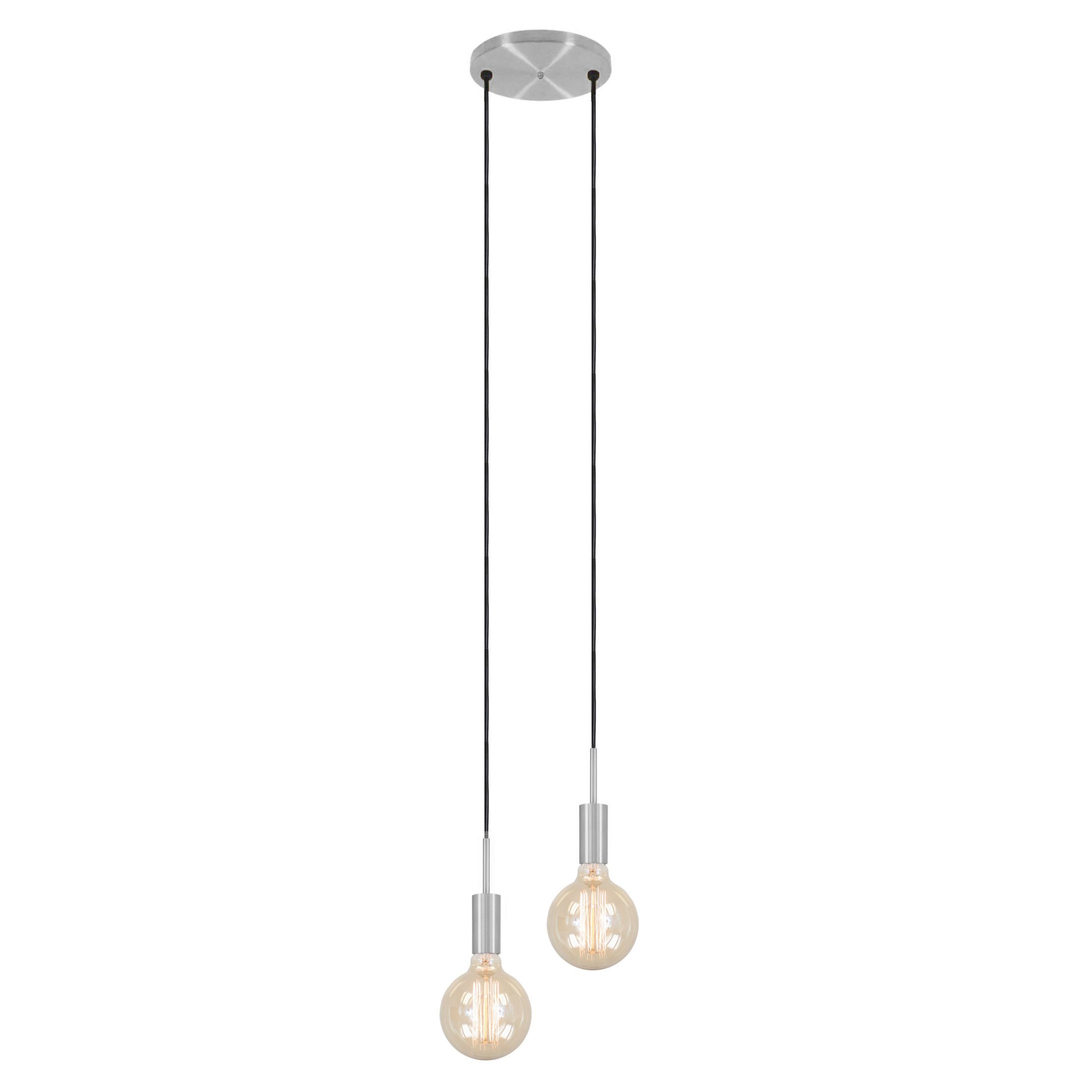 Luminária Teto Pendente Duplo Mesa Sala Quarto Cama Escovado ...