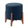 Puff Thor Luxo Pufe Redondo Pés Madeira Maciça Tecido Veludo Azul Cestaplus - 1