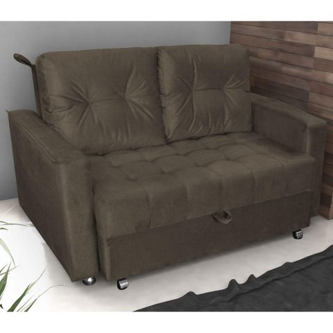 Sofá Cama Sirius 2 Lugares Retrátil 140cm Marrom Matrix