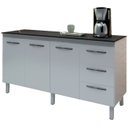Ver imagem 1 de Balcao Com Tampo 150cm 9130x9310 Branco Preto Mobbs