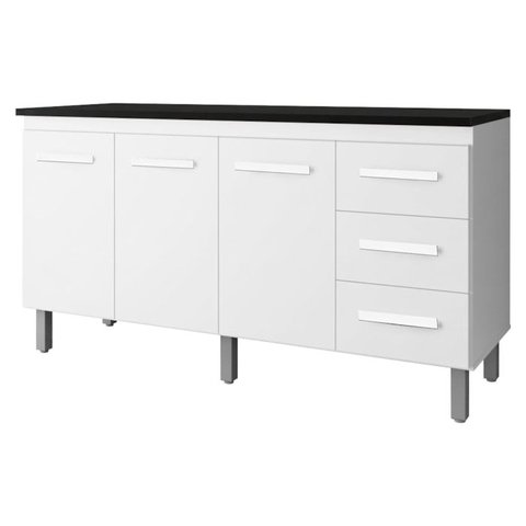 Balcao com Tampo 150cm 9130x9310 Branco Preto Mobbs