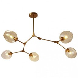 Pendente Candelabro em Aço e Vidro Redondo 5 Lâmpadas Connettori PE-072 Mais Luz - 1 Pendente Candelabro em Aço e Vidro Redondo 5 Lâmpadas Connettori PE-072 Mais Luz - 1