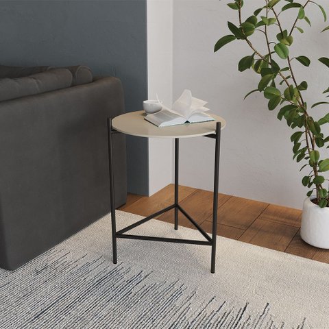 Mesa Lateral Industrial Marbella para Sala Quarto Sofá Apoio Decor Estilo Moderno - Cobre/preto