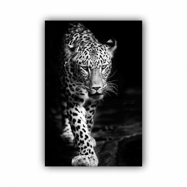 Quadro Onça Pintada Vertical Preto e Branco Coleção Savana Decor - Tela ...