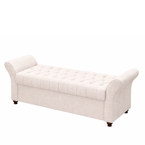 Puff Baú 160cm Charles Bouclé Off White - Sallar Home