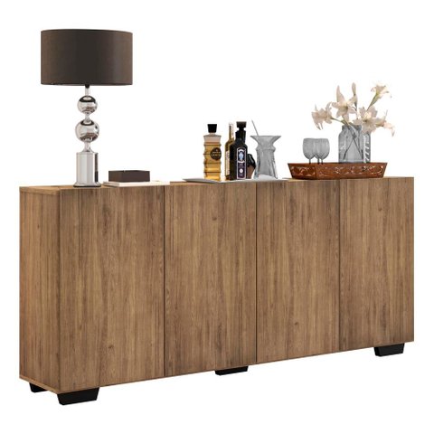 Aparador Buffet Multimóveis Veneza 4 Portas FG3557 Rustic/Preto