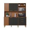 Ver imagem 3 de Armário de Cozinha Frisado 7 Portas 2 Gavetas 180cm Roma Marrom/Freijó/Chumbo