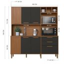 Ver imagem 4 de Armário de Cozinha Frisado 7 Portas 2 Gavetas 180cm Roma Marrom/Freijó/Chumbo