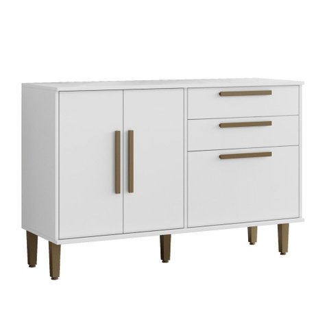 Balcão Lorena 3 Portas com 2 Gavetas:branco