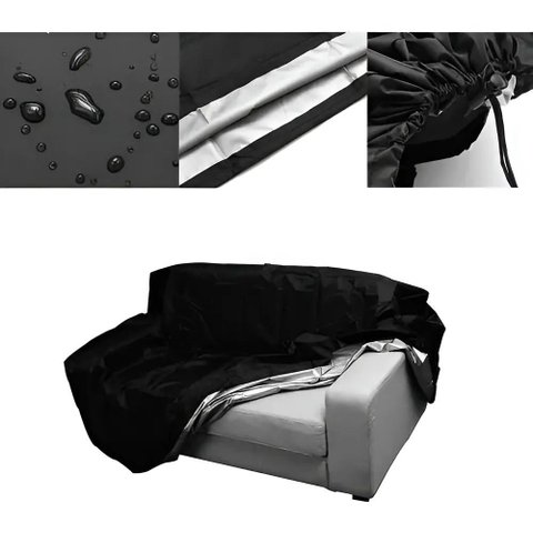 Capa Impermeável Spts Compatível Sofá 5 Lug Preto