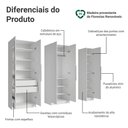 Ver imagem 4 de Guarda-roupa Modulado 200 Cm 5 Portas com Espelhos 2 Gavetas Branco Neo Madesa 02
