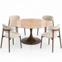 Ver imagem 3 de Mesa de Jantar Saarinen Oval 198x122 cm Tampo Mármore Travertino Base Laca Marrom Cacau