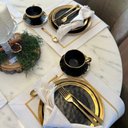 Ver imagem 6 de Xícara para Chá com Pires em Porcelana Dubai 200ml Wolff Preto e Dourado