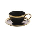 Ver imagem 1 de Xícara para Chá com Pires em Porcelana Dubai 200ml Wolff Preto e Dourado