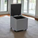 Ver imagem 1 de Baú Organizador em Veludo C/ Tampo Estofado e Madeira Forte