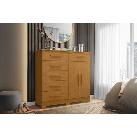 Cômoda para Quarto 6 Gavetas e 2 Portas Xangai