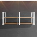 Ver imagem 1 de Prateleira Industrial Moderna e Elegante Prática com Ferro e Madeira Haste Branca e Mdf Amadeirado