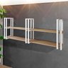 Prateleira Industrial Moderna e Elegante Prática com Ferro e Madeira Haste Branca e Mdf Amadeirado - 6