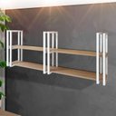 Ver imagem 6 de Prateleira Industrial Moderna e Elegante Prática com Ferro e Madeira Haste Branca e Mdf Amadeirado