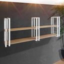 Ver imagem 3 de Prateleira Industrial Moderna e Elegante Prática com Ferro e Madeira Haste Branca e Mdf Amadeirado