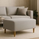 Ver imagem 4 de Puff Bela Manu Decor Madri Pés Palito em Linho Cinza Claro