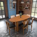 Ver imagem 1 de Conjunto de Mesa e Cadeiras Organik 6 Lugares Tampo MDF Assento Estofado Corano Preto 180cm