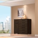 Ver imagem 2 de Cômoda Sapateira com Pés Torres 7 Gavetas Ébano para Quarto