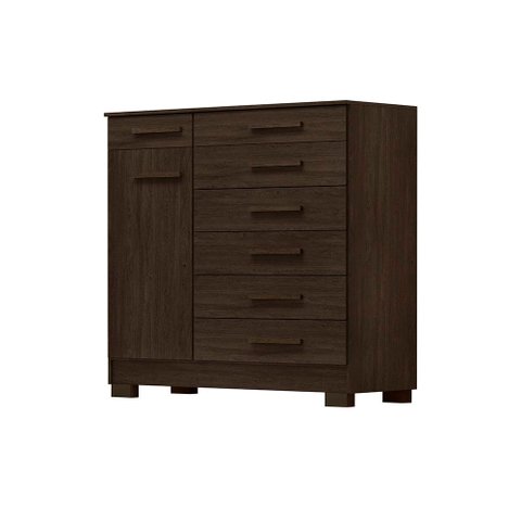 Cômoda Sapateira com Pés Torres 7 Gavetas Ébano para Quarto