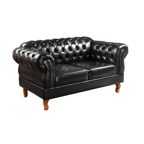 Sofá Chesterfield Capitonê Elisabeth Duquesa 2 Lugares - Couríssimo Preto