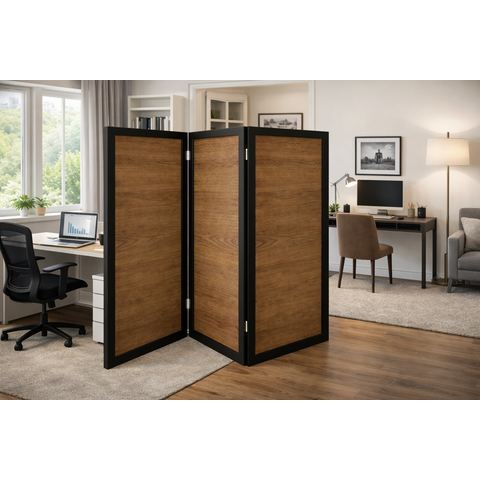 Biombo Alto Reforçado Castanho Tannat com Moldura Preta- Folha 1800x500mm