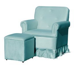 Poltrona Laura Amamentação Balanço Mais Puff - Quarto Bebê Amamentação - Veludo - Estopar Laura Mais - 1