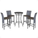 Ver imagem 1 de Mesa Bistrô e 4 Banquetas Roma Preta Corda Náutica Estofado 9 Trama Original