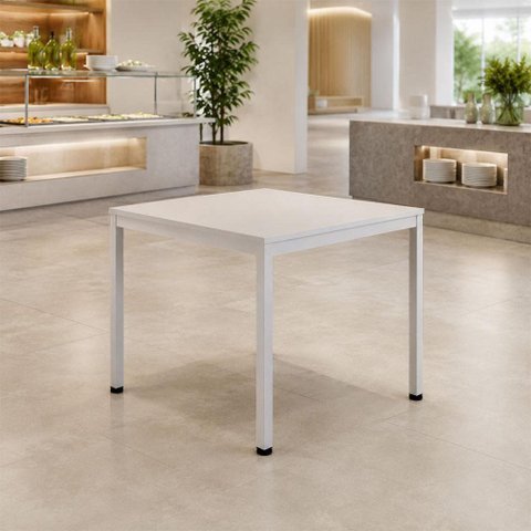 Mesa Cozinha e Refeitório 4 Lugares Quadrada 90cm x 90cm Pés Metal Casa Lar