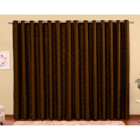 cortina jacquard marron semi blackout em tecido 2,60x1,80