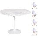 Ver imagem 1 de Conjunto Mesa Saarinen Redonda Espirito Santo 107cm + 4 Cadeiras Eames DSW - Branca