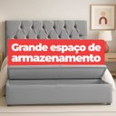 Ver imagem 3 de Cabeceira Casal Paris Estofada Painel com Recamier Baú 130cm para Cama Box Cinza - Arkell